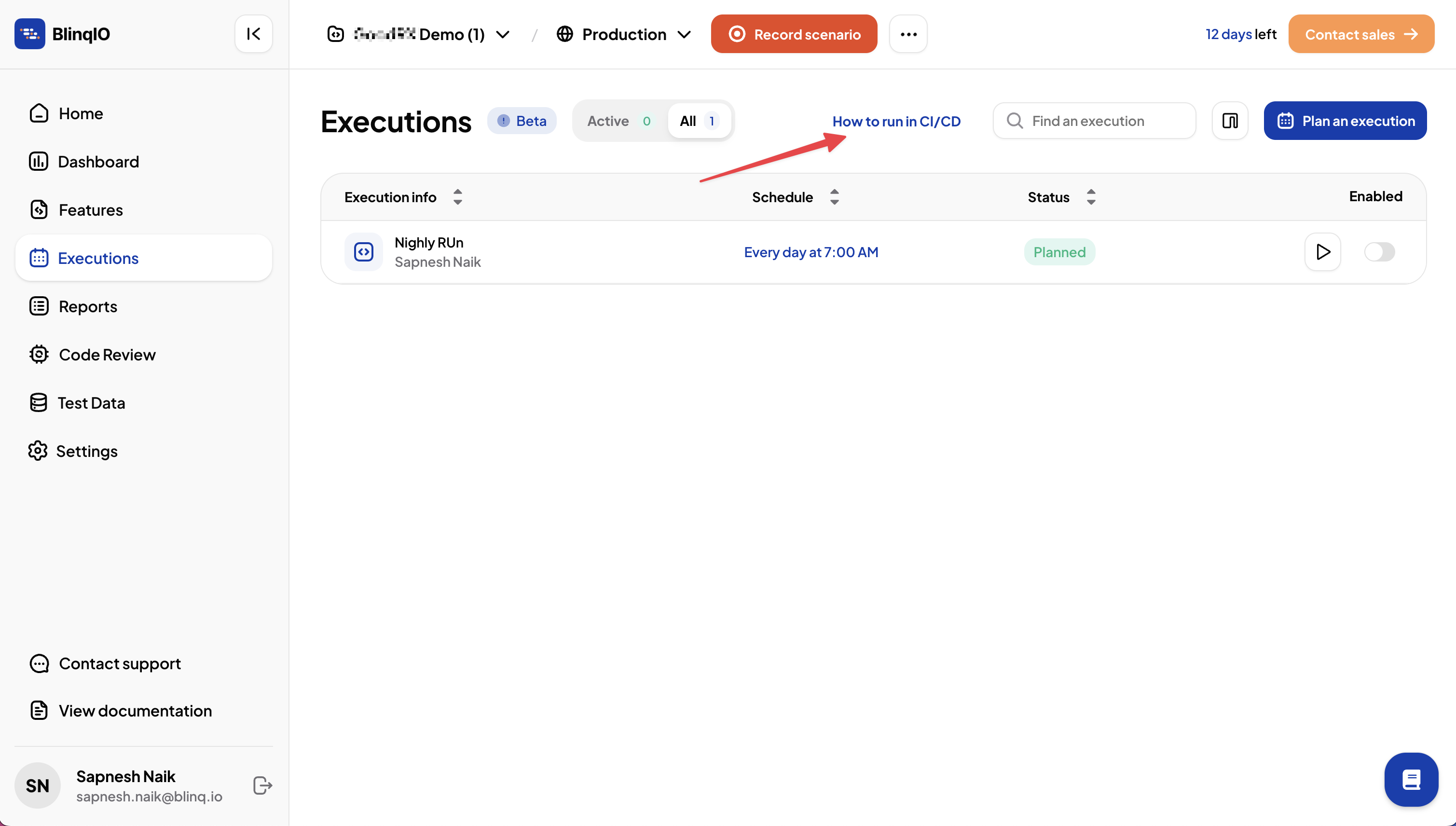 CI/CD run option